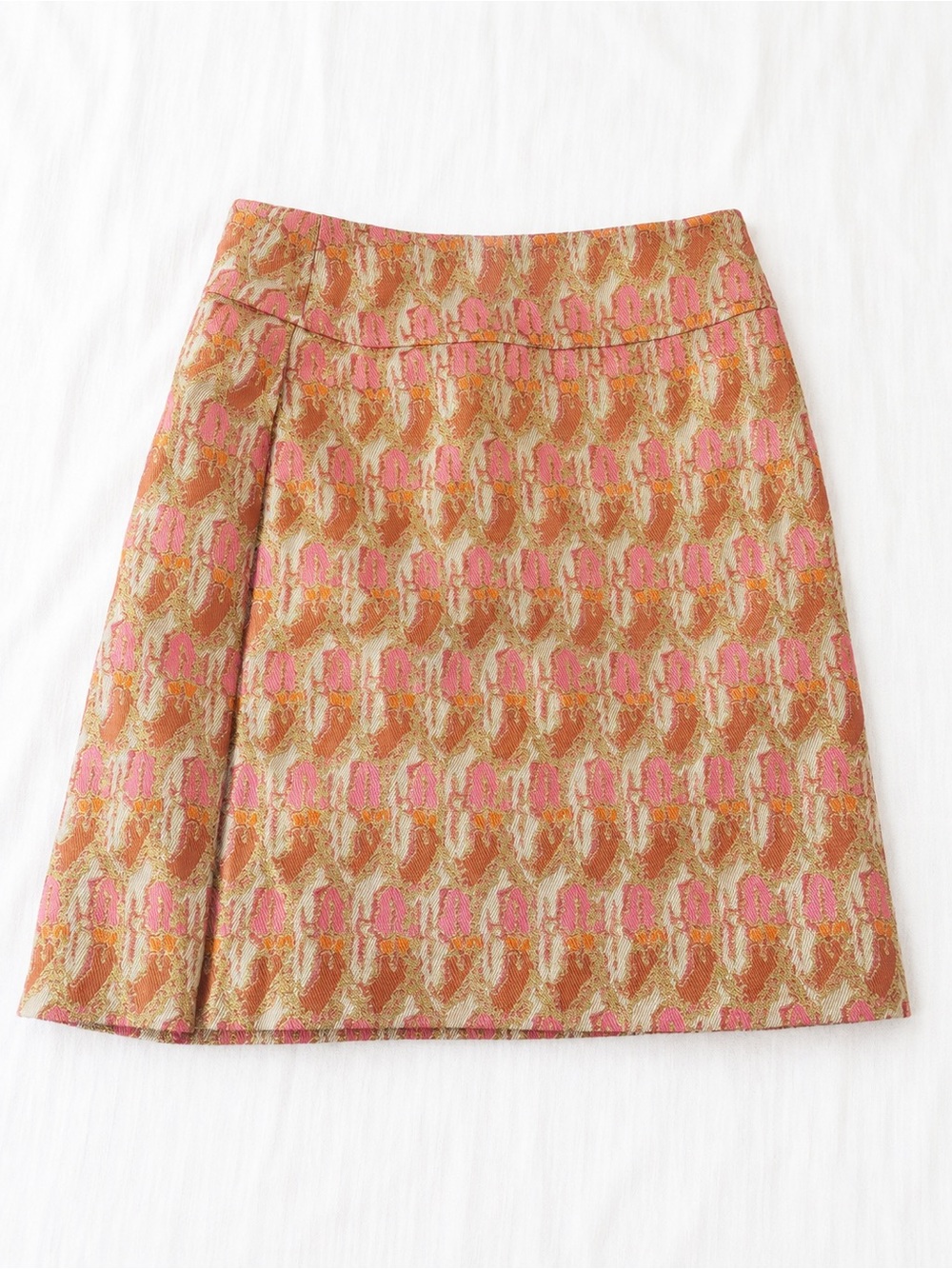 Pink Tartan Pink and Tan Patterned A-Line Skirt